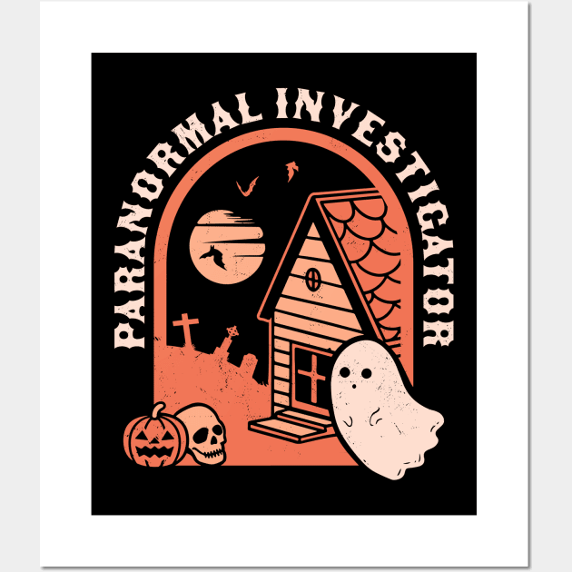 Paranormal Investigator Ghost Hunting EVP Funny Halloween Wall Art by OrangeMonkeyArt